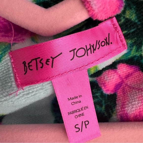 Betsy Johnson robe ruffle frilly trim floral neon blue green purple pink tie up - Picture 9 of 10